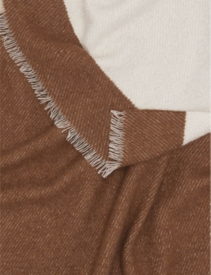 Alonpi Cream Mari Striped Cashmere And Silk-blend Throw 190cm X 150cm In Cream