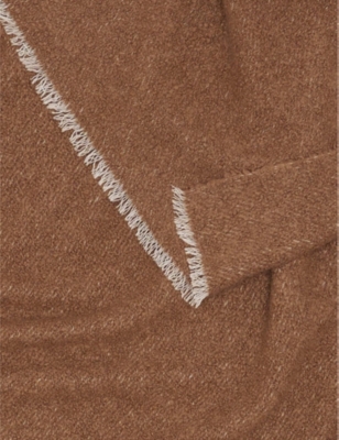 Shop Alonpi Cream Region Fringed-edge Cashmere And Silk-blend Throw 210cm X 155cm