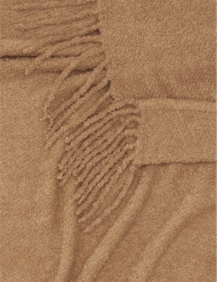 Shop Alonpi Bear Fringe-trimmed Camel Wool And Silk-blend Throw 260cm X 140cm In Brown