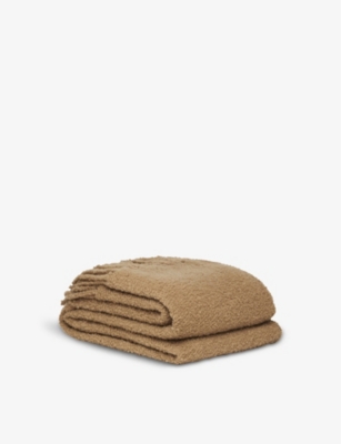 ALONPI: Bear fringe-trimmed camel wool and silk-blend throw 260cm x 140cm