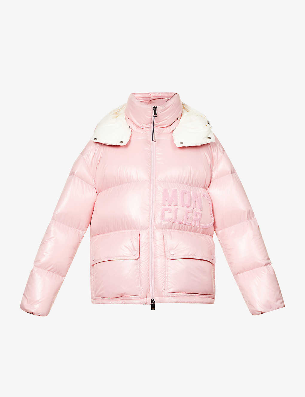 Moncler Womens Pink Abbaye Funnel-neck Quilted Shell-down Coat