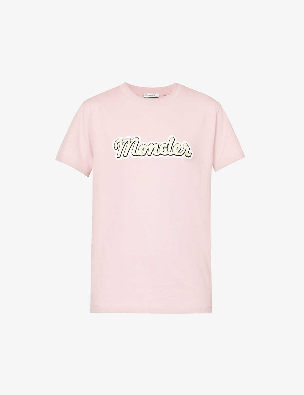 Moncler Womens Pink Logo-print Cotton-jersey T-shirt