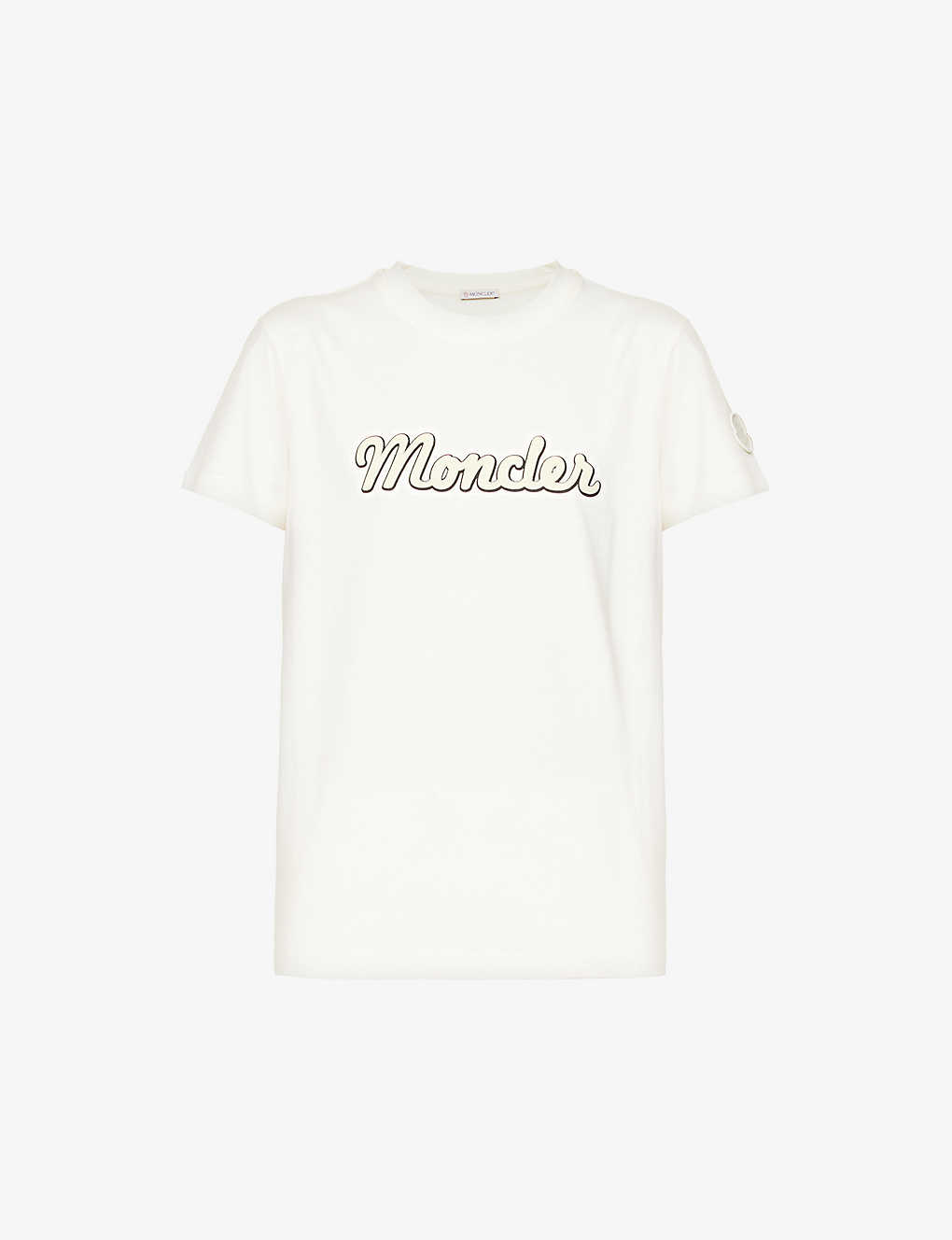 Moncler Womens White Logo-print Cotton-jersey T-shirt