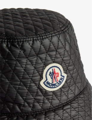 Shop Moncler Women's Black Brand-appliqué Shell Bucket Hat