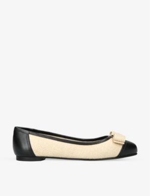 Varina bow-embellished quilted smooth and patent-leather ballet flats