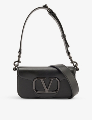 Shop Valentino Loco V-logo Mini Leather Shoulder Bag In Nero