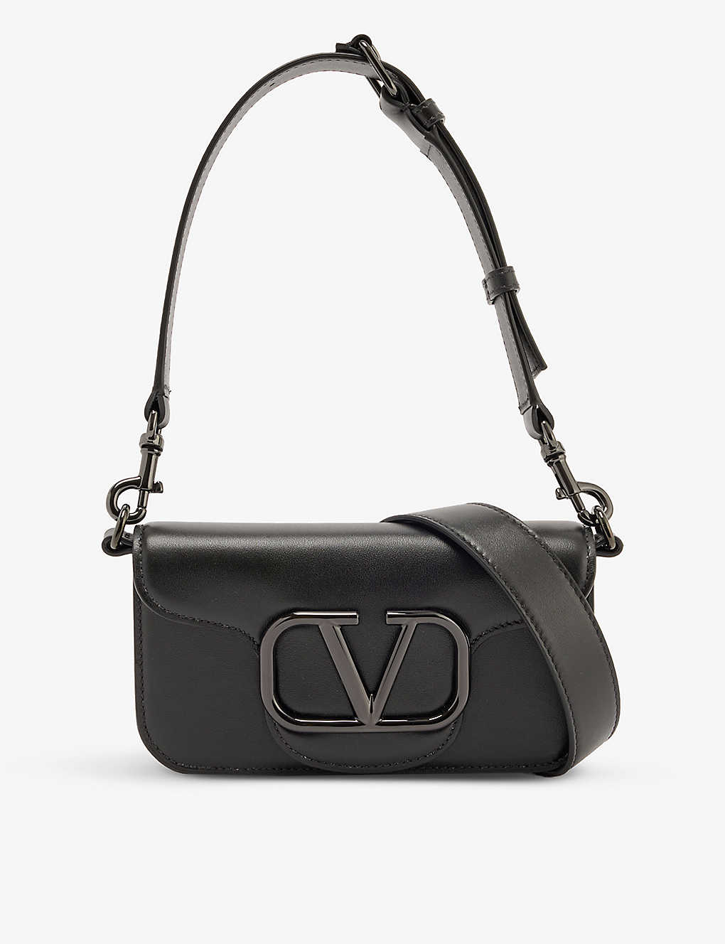 Valentino Garavani Loco V-logo Mini Leather Shoulder Bag In Nero