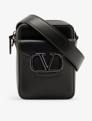 Men's bags Valentino. VLTN-print leather cross-body bag. 