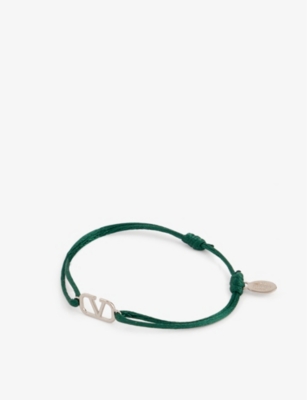 VALENTINO GARAVANI VALENTINO GARAVANI MEN'S MOUNTAIN VIEW VLOGO-EMBELLISHED CORD BRACELET,68472178