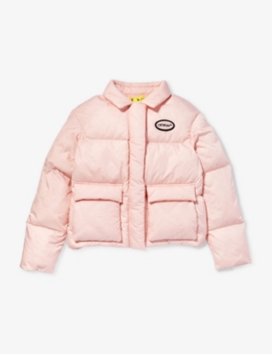 OFF-WHITE OFF-WHITE C/O VIRGIL ABLOH GIRLS PINK PINK KIDS ARROW-EMBROIDERED QUILTED SHELL JACKET 10-12+ YEARS