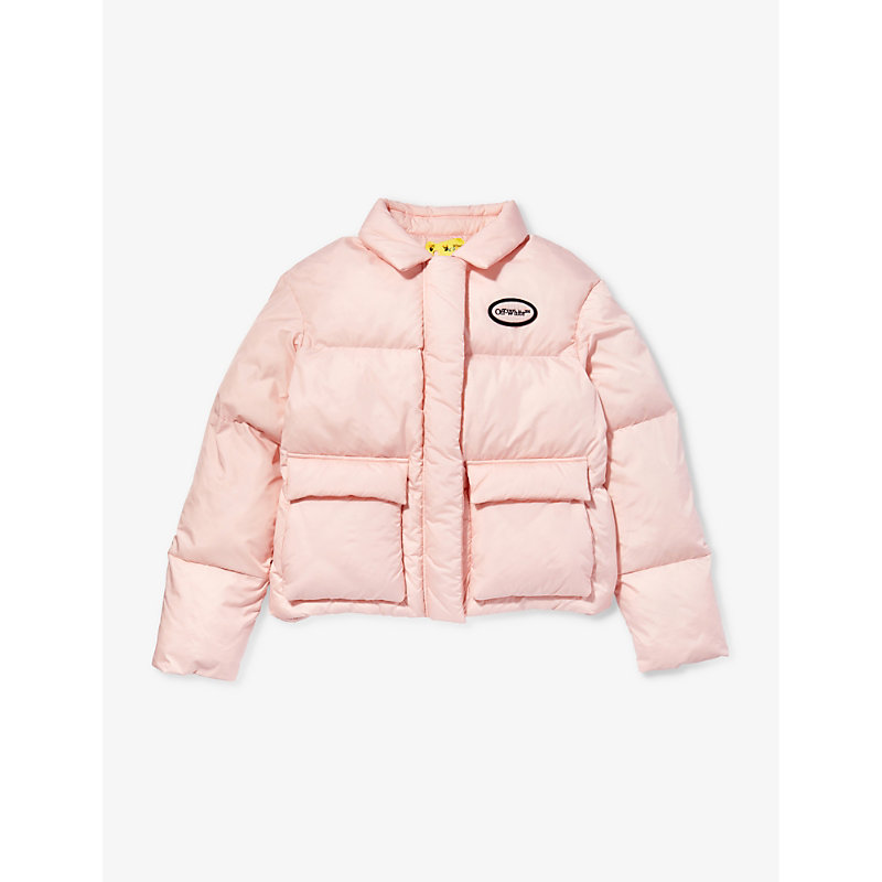 OFF-WHITE OFF-WHITE C/O VIRGIL ABLOH GIRLS PINK PINK KIDS ARROW-EMBROIDERED QUILTED SHELL JACKET 10-12+ YEARS