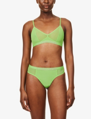 Shop Calvin Klein Women's Green Flash Future Shift Plunge-neck Stretch-woven Bra