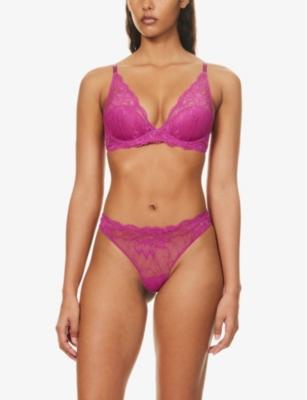 Calvin Klein Floral-embroidered Underwired Stretch-lace Bra in