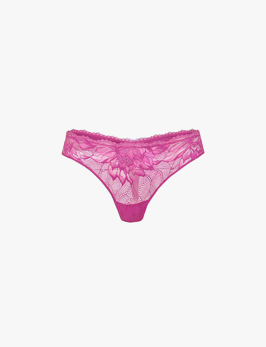 Calvin Klein Womens Wild Aster Comfort Lotus Floral-embroidered Stretch-lace Thong