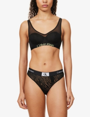 Shop Calvin Klein Women's Black Future Stretch-mesh Underwired Bra
