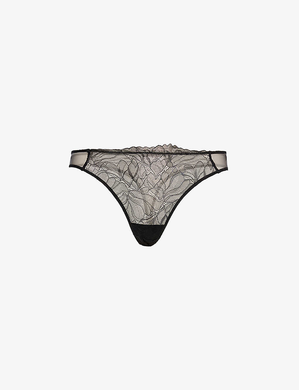 Calvin Klein Womens Black Floral-embroidered Mid-rise Stretch-woven Thong