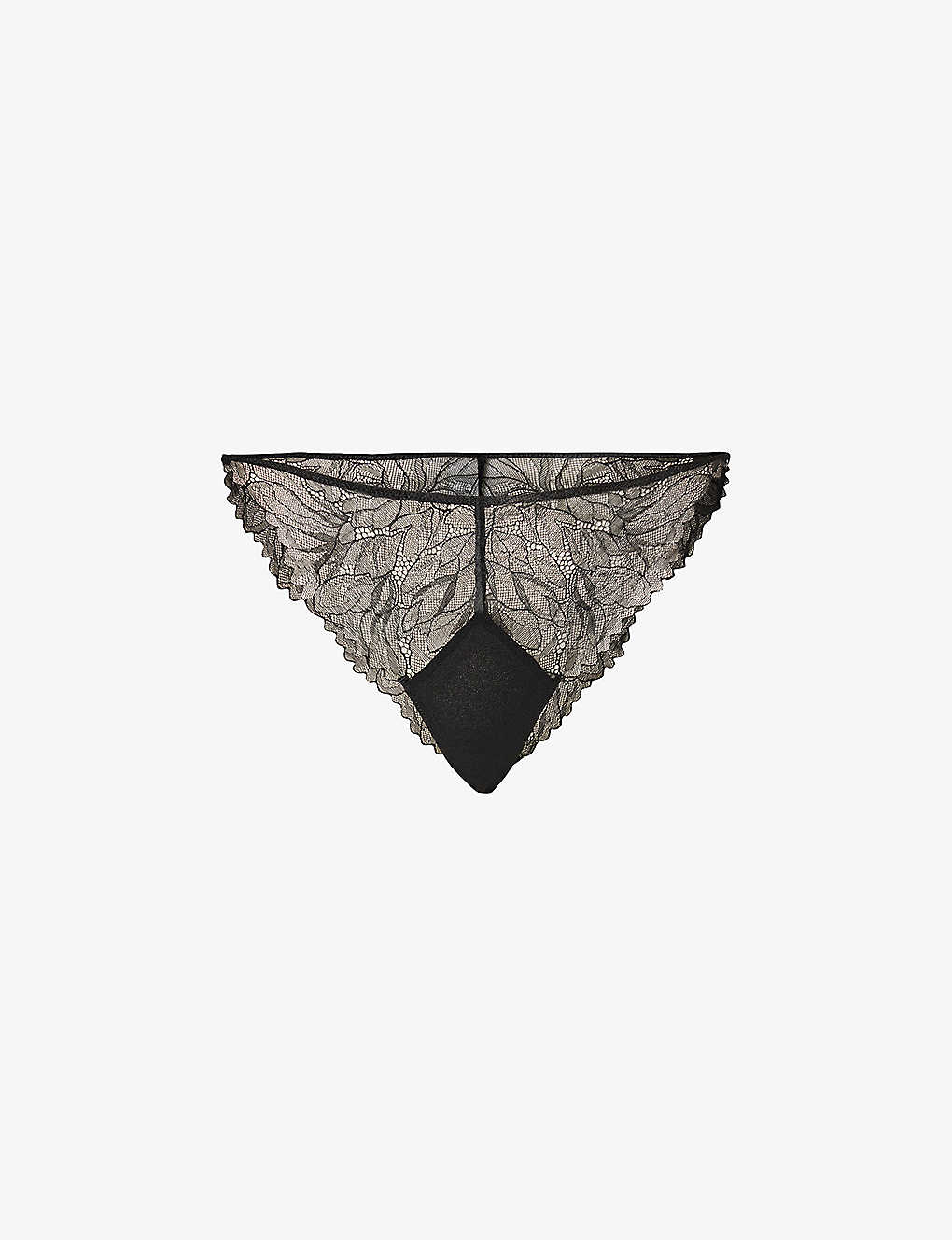 Calvin Klein Womens Black Floral-embroidered Mid-rise Stretch-lace Briefs