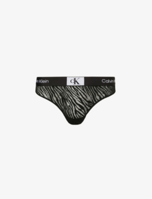 Calvin Klein Womens Black 1996 Animal Stretch Recycled-polyamide-blend