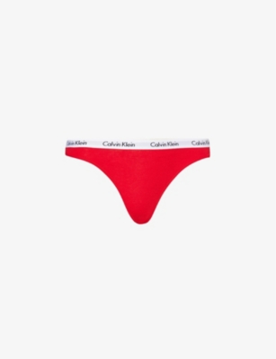 CALVIN KLEIN Carousel mid rise stretch cotton thong Selfridges