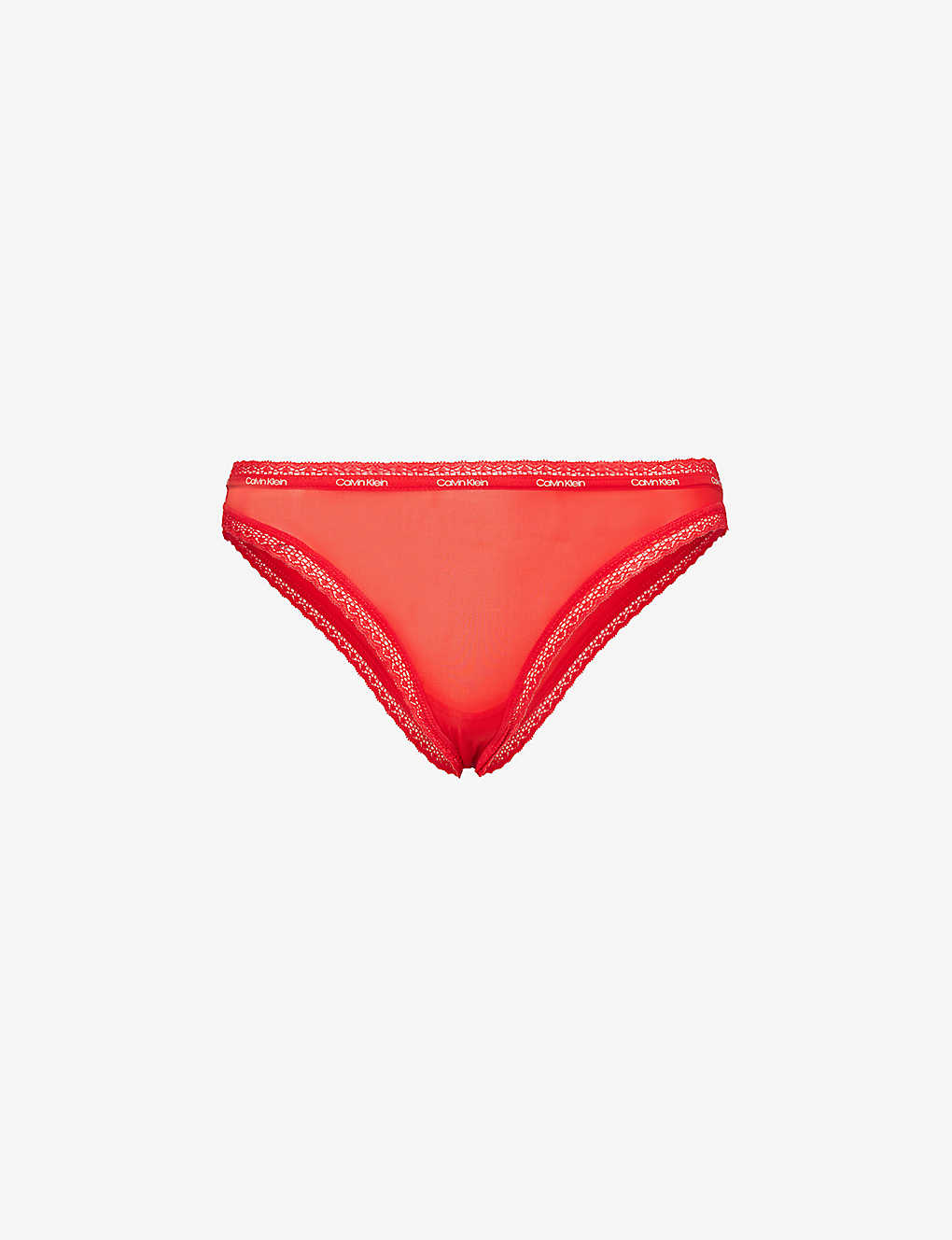Calvin Klein Womens Rouge Lace-trim Mid-rise Stretch-woven Briefs In Red