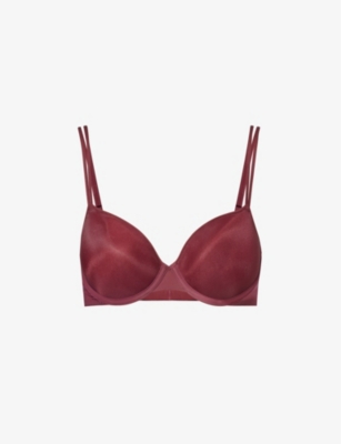 Calvin Klein Sheer Marquisette Spacer Demi Bra In Tawny Port