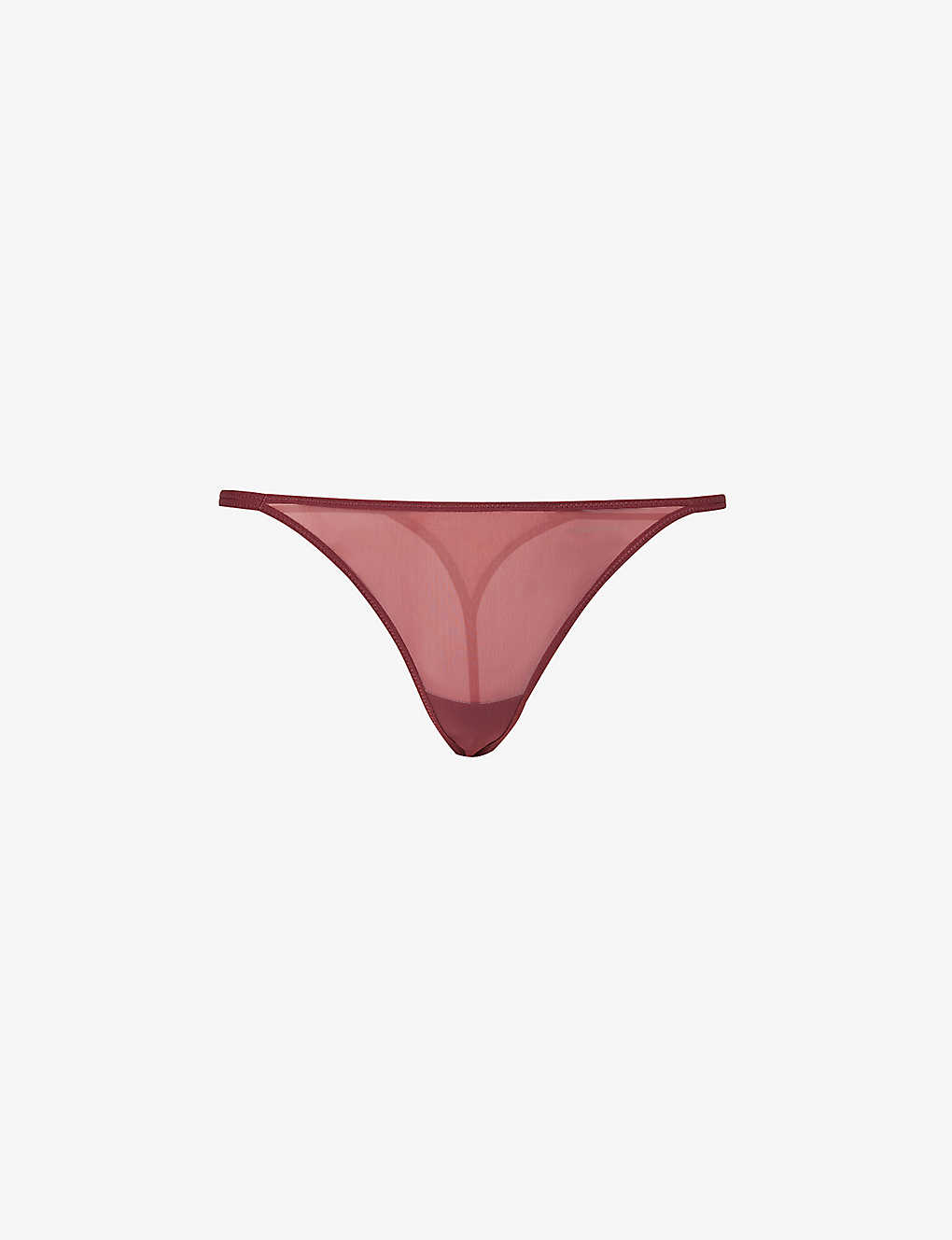 Calvin Klein Womens Tawny Port Marquisette Sheer Stretch-recycled Nylon Thong