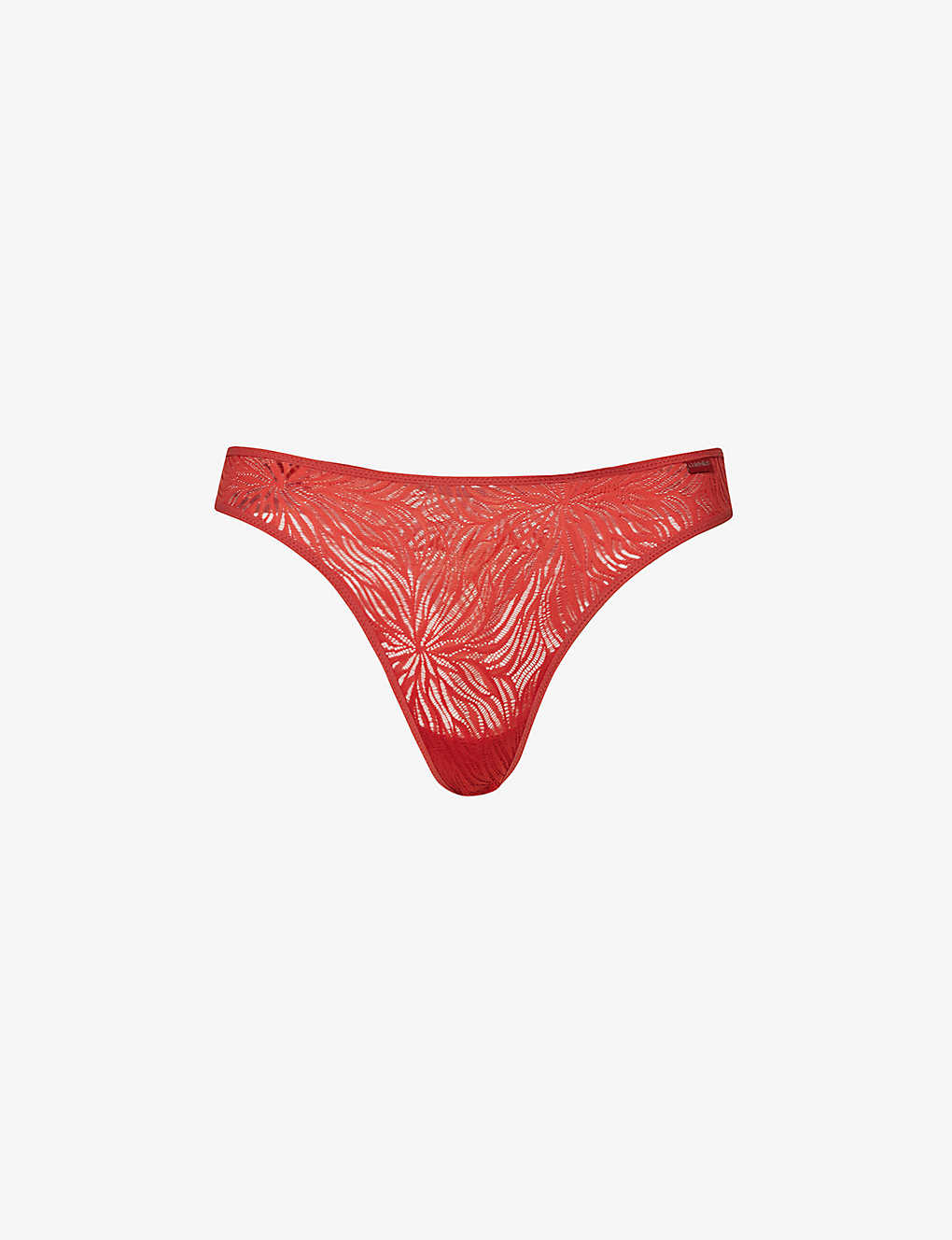 Calvin Klein Womens Jazzberry Jam Sheer Marquisette Floral-pattern Mid-rise Stretch-lace Thong
