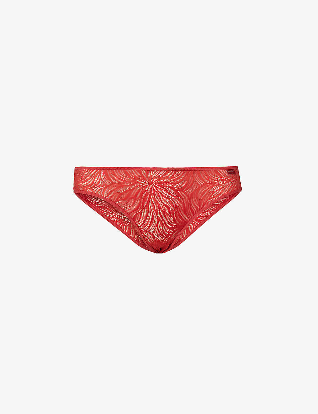 Calvin Klein Womens Jazzberry Jam Sheer Marquisette Floral-pattern Mid-rise Stretch-lace Briefs In Red