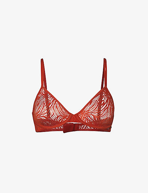 CALVIN KLEIN: Sheer Marquisette floral-lace stretch-woven soft-cup bra