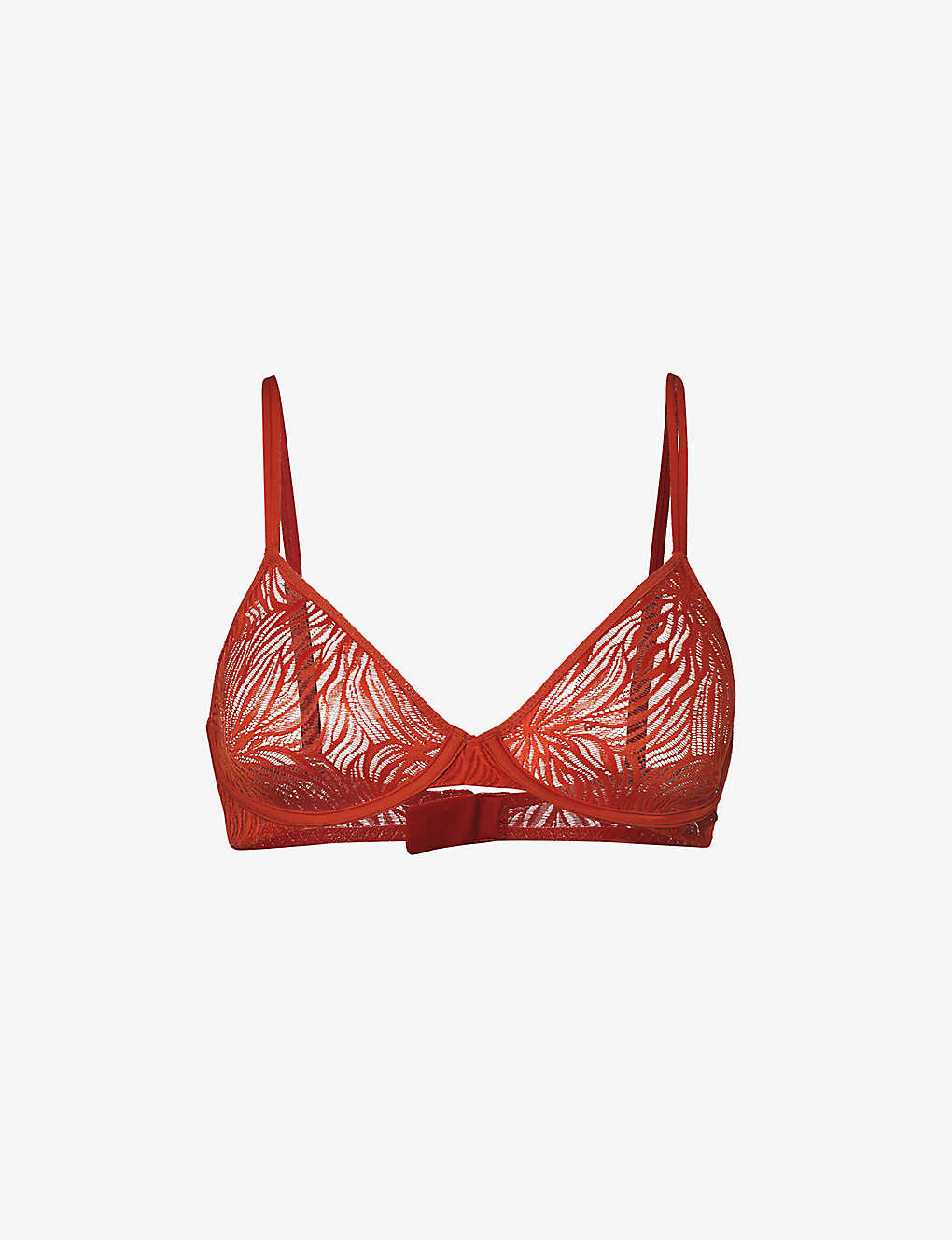 Calvin Klein Womens Jazzberry Jam Sheer Marquisette Floral-lace Stretch-woven Soft-cup Bra