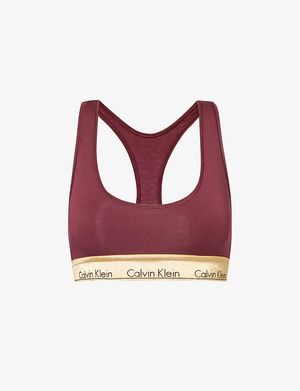 Calvin Klein Womens Tawny Port Modern Logo-embroidered Cotton-blend Bra In Purple