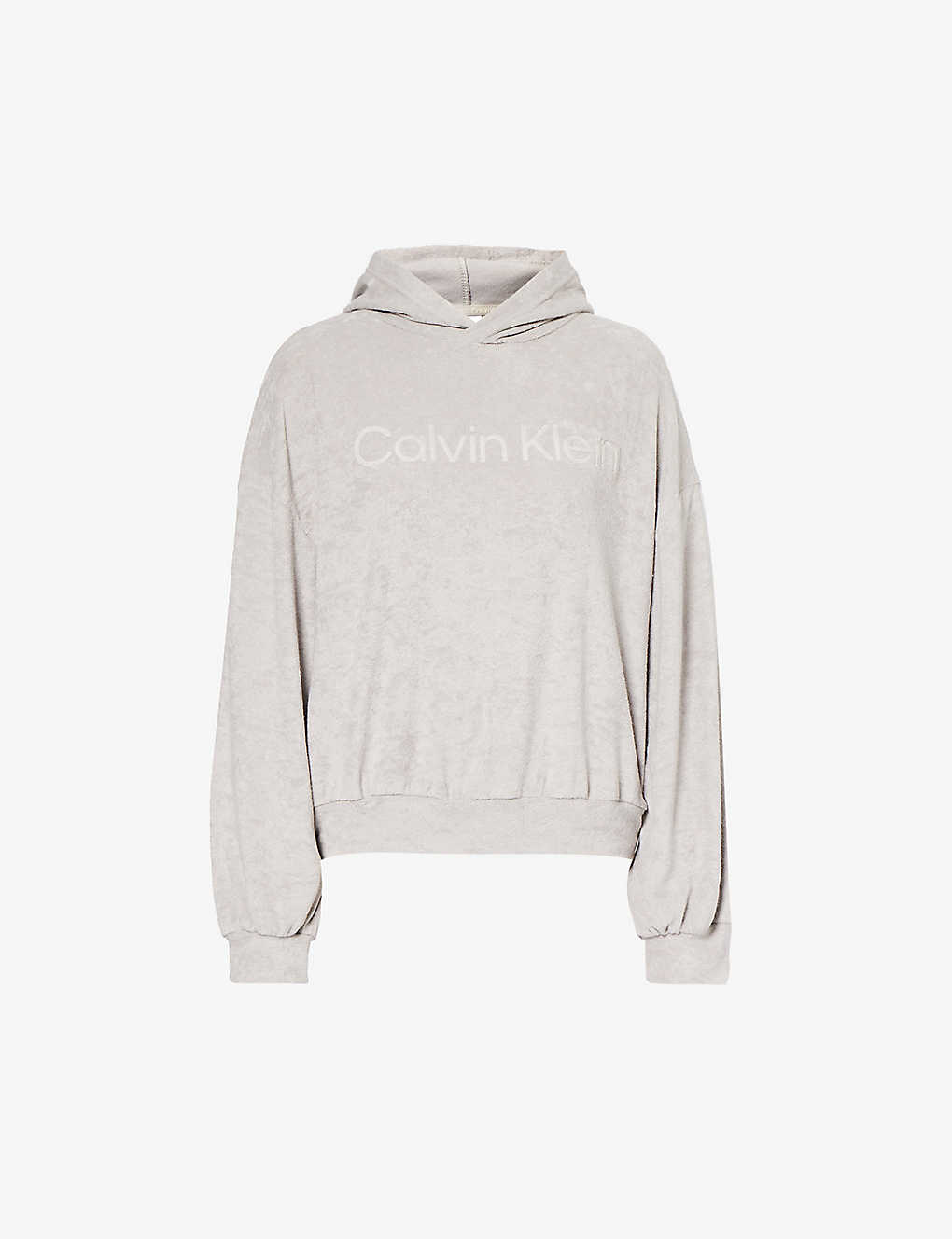 Calvin Klein Womens Porpoise Lounge Logo-print Cotton-blend Hoody In Grey