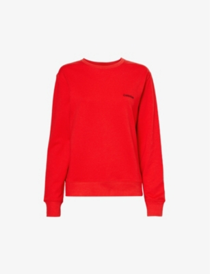 Calvin Klein Womens Rouge Modern Brand-embroidered Stretch-cotton And Recycled-polyester-blend Sweat