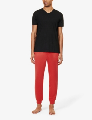 Shop Calvin Klein Women's Rouge Modern Branded-waistband Stretch Cotton-blend Pyjama Bottoms