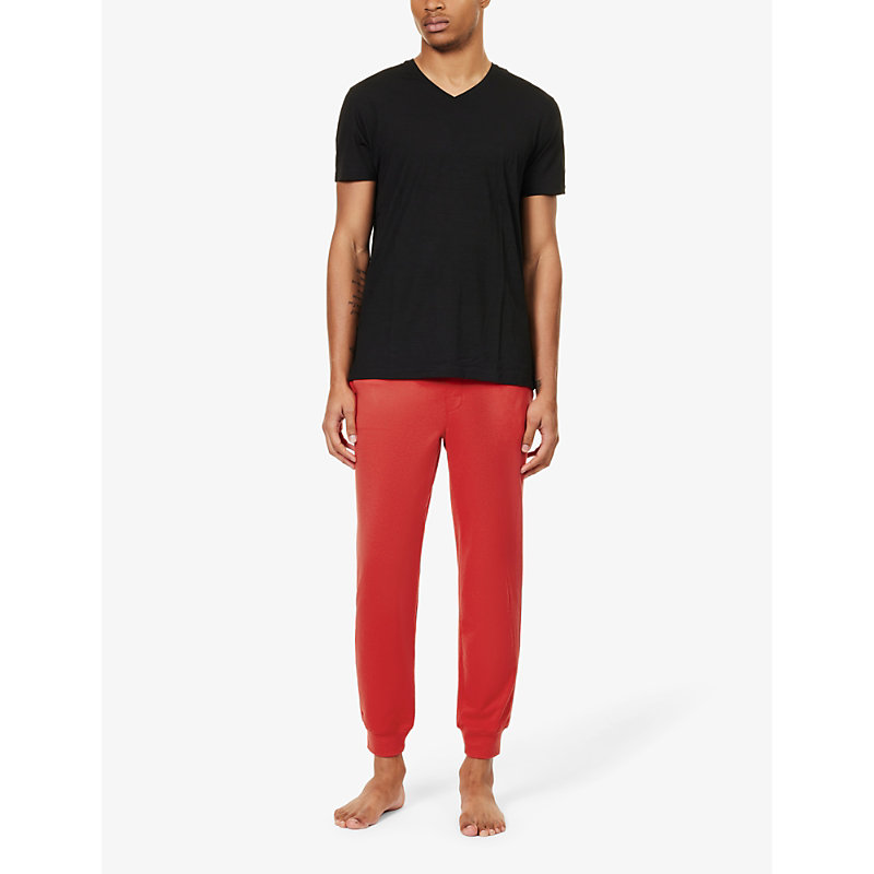 Shop Calvin Klein Women's Rouge Modern Branded-waistband Stretch Cotton-blend Pyjama Bottoms