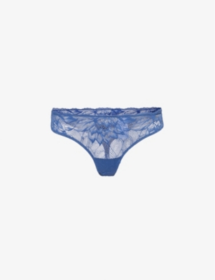 Calvin Klein Womens True Navy Comfort Stretch Recycled-nylon Thong