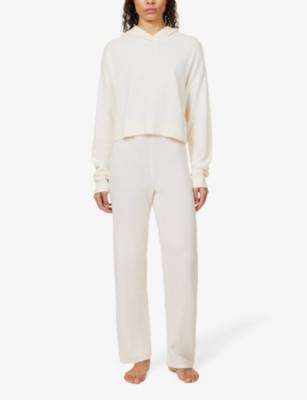 Shop Calvin Klein Women's Ivory Plush Lounge Stretch-knit Pyjama Bottoms