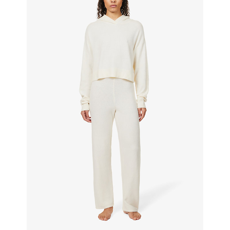Shop Calvin Klein Women's Ivory Plush Lounge Stretch-knit Pyjama Bottoms