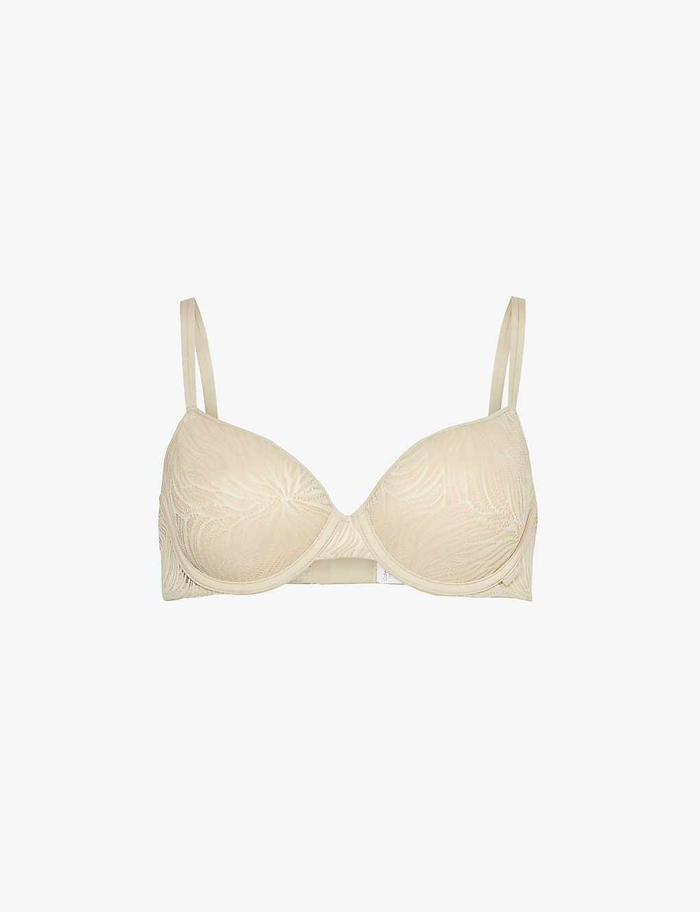 Shop Calvin Klein Womens Eucalyptus Sheer Marquisette Floral-embroidered Stretch-lace Bra