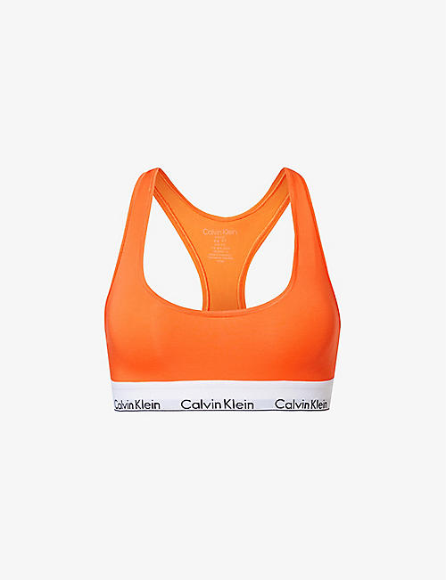 CALVIN KLEIN: Modern logo-embroidered cotton-blend bra