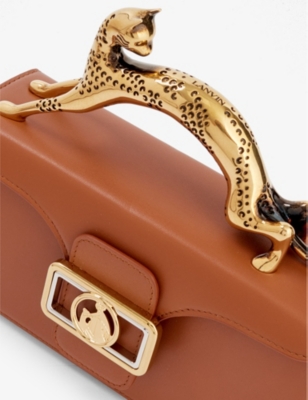 Lanvin Tan Pencil Cat Nano Leather Top-handle Bag In Tan