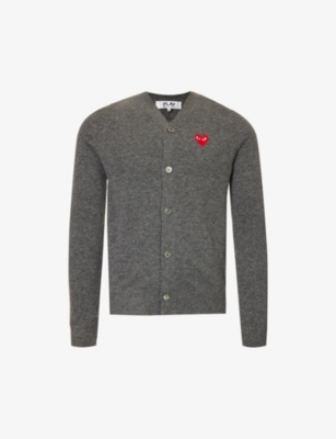 COMME DES GARCONS PLAY: Logo-embroidered V-neck wool cardigan