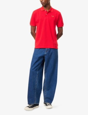 Comme Des Garçons Play Mens Red Heart-appliqué Regular-fit Cotton Piqué Polo Shirt