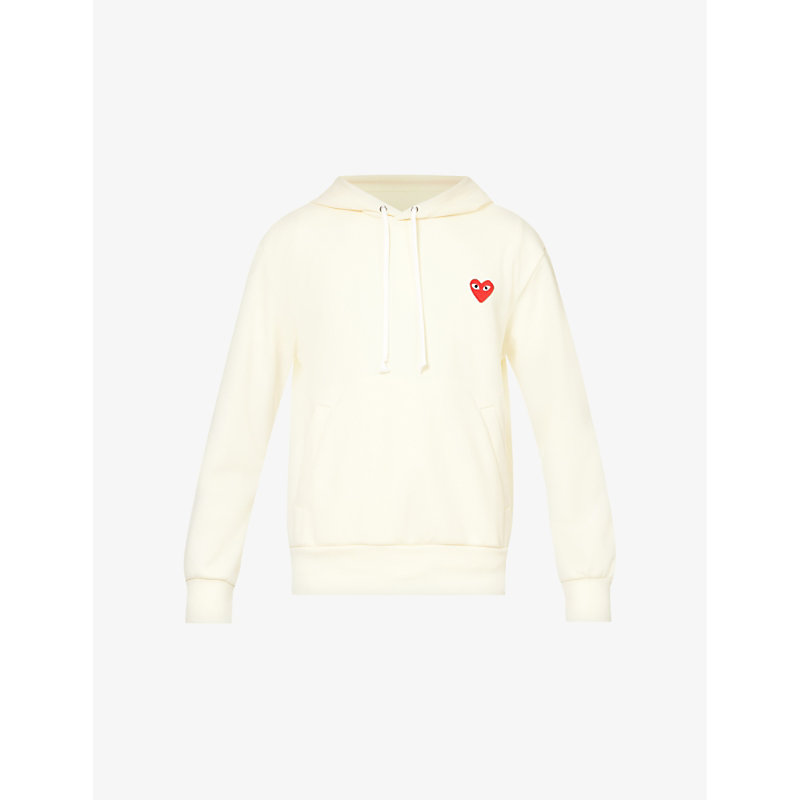 Comme Des Garçons Play Comme Des Garcons Play Mens White Play Heart Logo Knitted Hoody