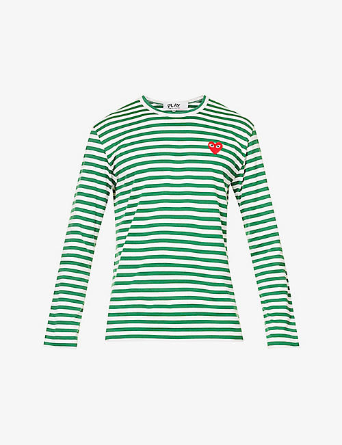 COMME DES GARCONS PLAY: Stripe-pattern brand-embroidered cotton-jersey T-shirt