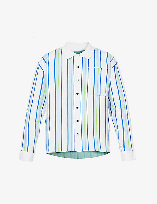 JACQUEMUS：La Chemise Maille 条纹方正版型棉混纺 Polo 衫