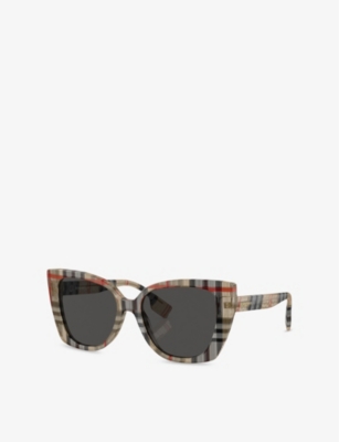 BURBERRY: BE4393 Meryl Cat-Eye Checked Acetate Sunglasses