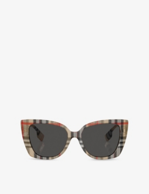 BURBERRY: BE4393 Meryl Cat-Eye Checked Acetate Sunglasses