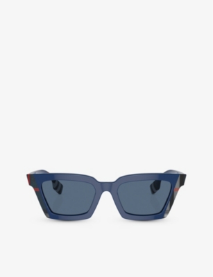 Shop Burberry Women's Blue Be4392u Briar Rectangle-frame Acetate Sunglasses