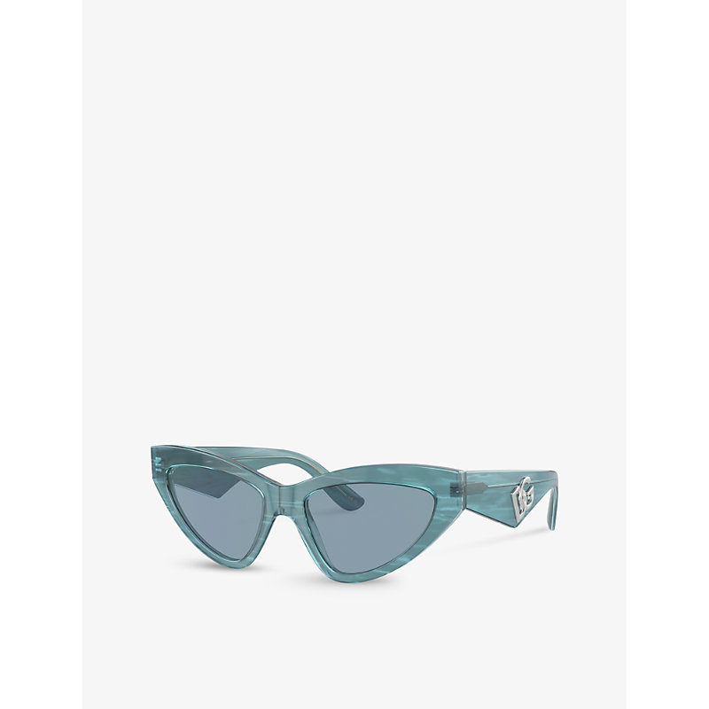 Shop Dolce & Gabbana Women's Blue Dg4439 Cat Eye-frame Acetate Sunglasses